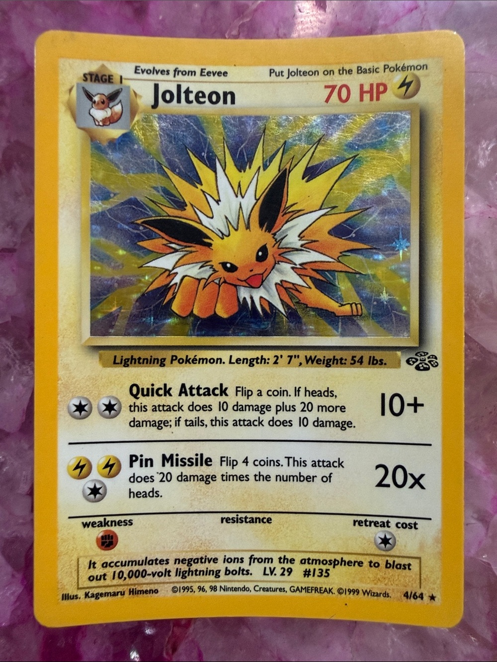 Wizards Jolteon Jungle 4/64 Holo Rare English 70 HP Stage1 (From 1999) - Picture 1 of 9